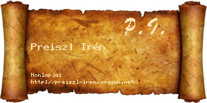 Preiszl Irén névjegykártya